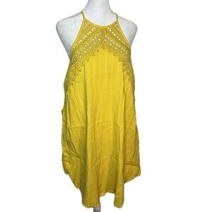 Venus Bright Yellow Cotton Crochet Lace Detail Sundress | Size 6 |